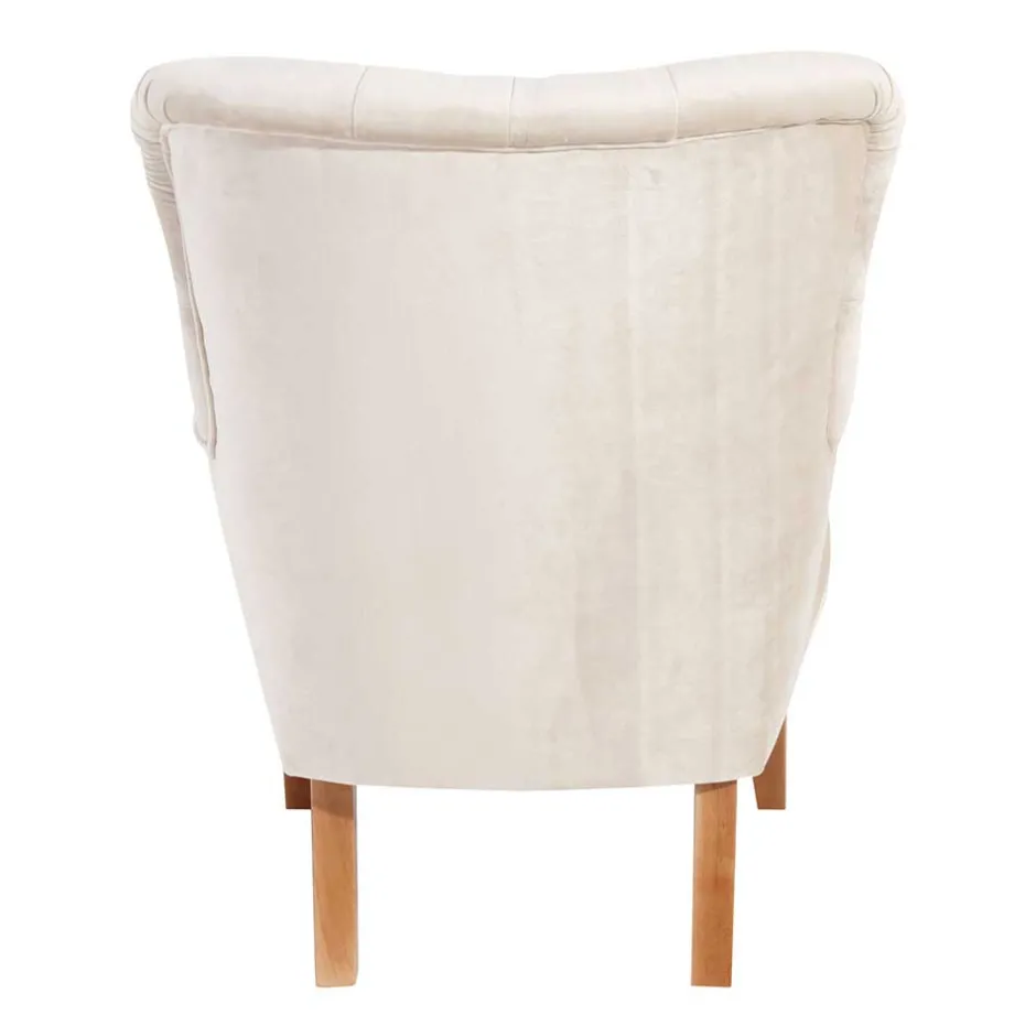 Samtsessel mit Ohren in Creme - Iceline^Wohnen New