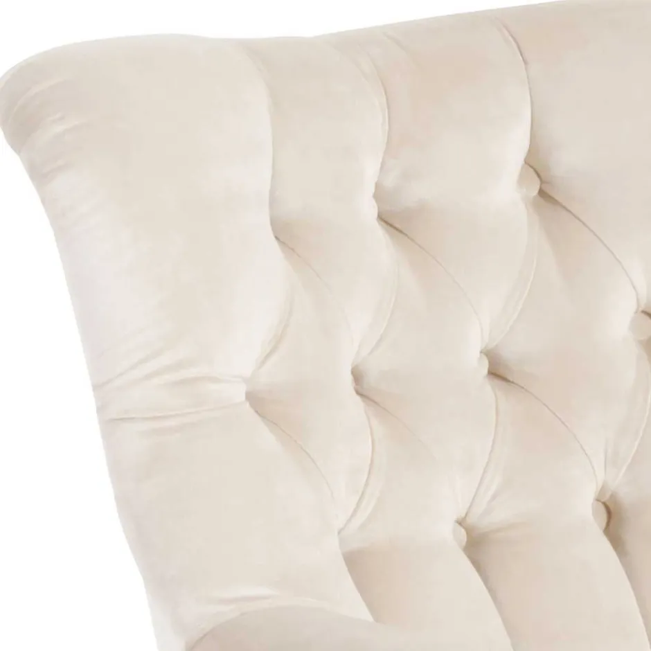 Samtsessel mit Ohren in Creme - Iceline^Wohnen New