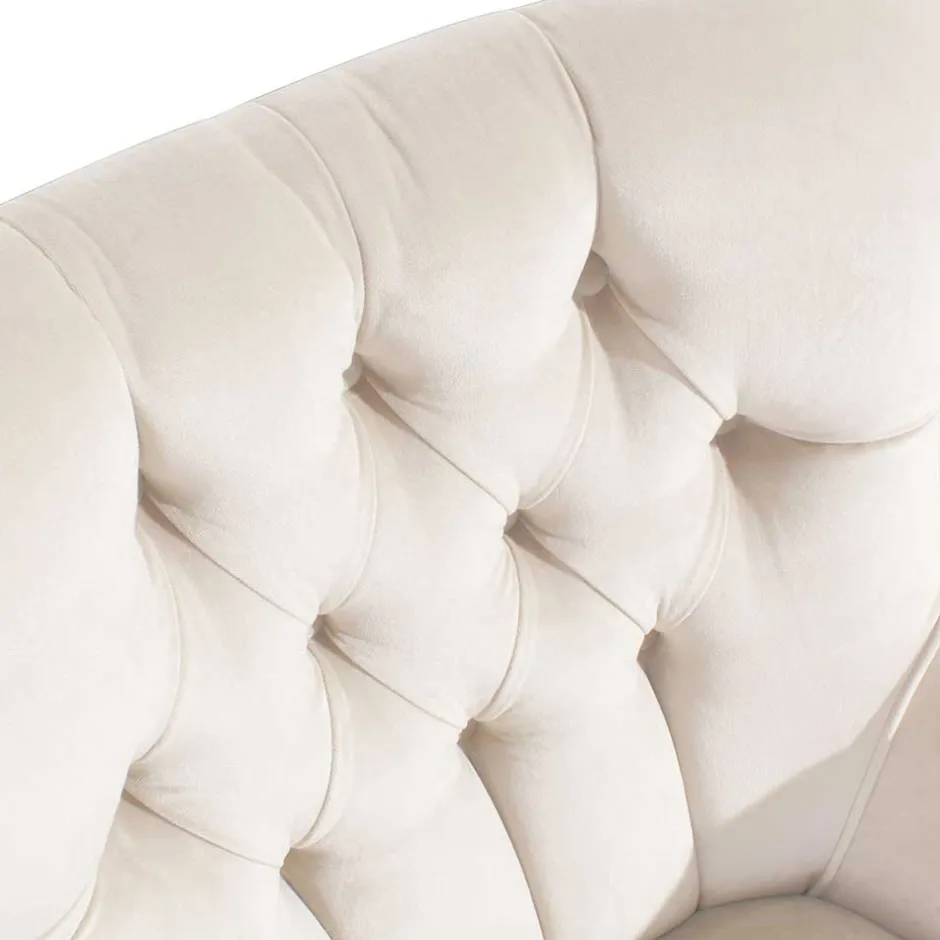 Samtsessel mit Ohren in Creme - Iceline^Wohnen New