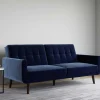 Samtsofa mit Bettfunktion in Blau - Luzillo^Wohnen