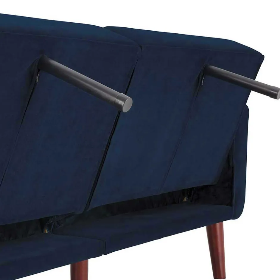 Samtsofa mit Bettfunktion in Blau - Luzillo^Wohnen