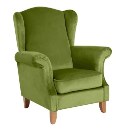 Samtvelours Ohrensessel in Oliv Grün - Cacimbina^Wohnen