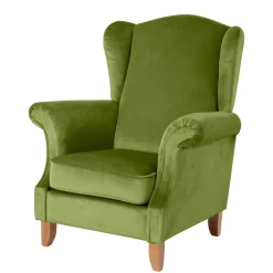 Samtvelours Ohrensessel in Oliv Grün - Cacimbina^Wohnen