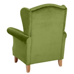 Samtvelours Ohrensessel in Oliv Grün - Cacimbina^Wohnen
