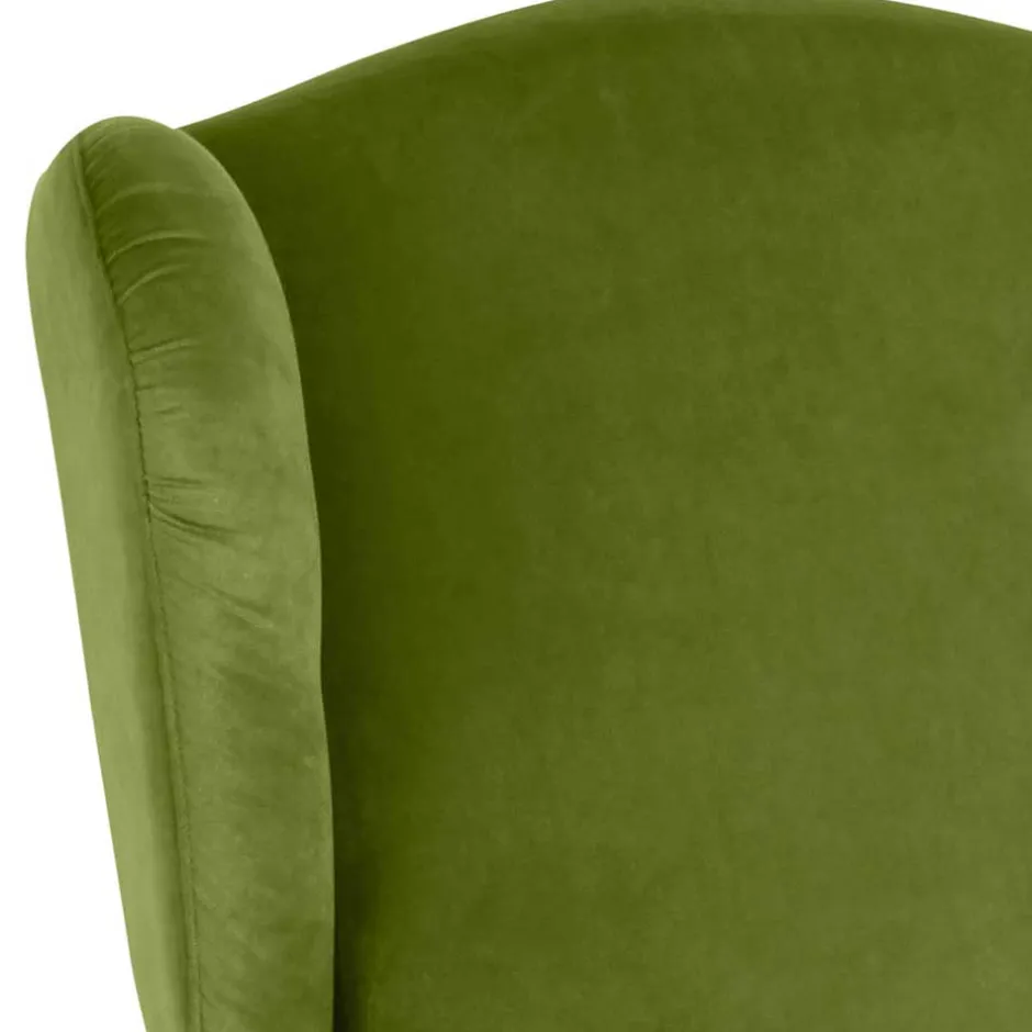 Samtvelours Ohrensessel in Oliv Grün - Cacimbina^Wohnen