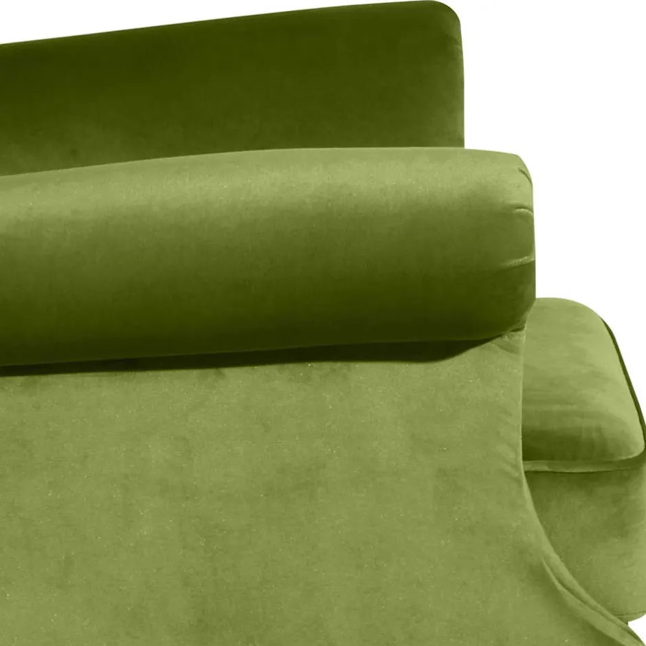 Samtvelours Ohrensessel in Oliv Grün - Cacimbina^Wohnen