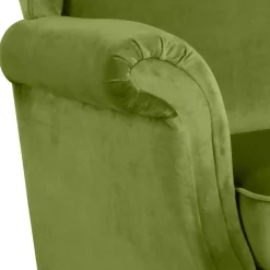 Samtvelours Ohrensessel in Oliv Grün - Cacimbina^Wohnen