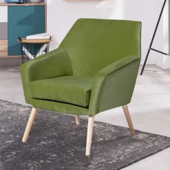 Samtvelours Polstersessel in Oliv Grün - Canossa^Wohnen Online