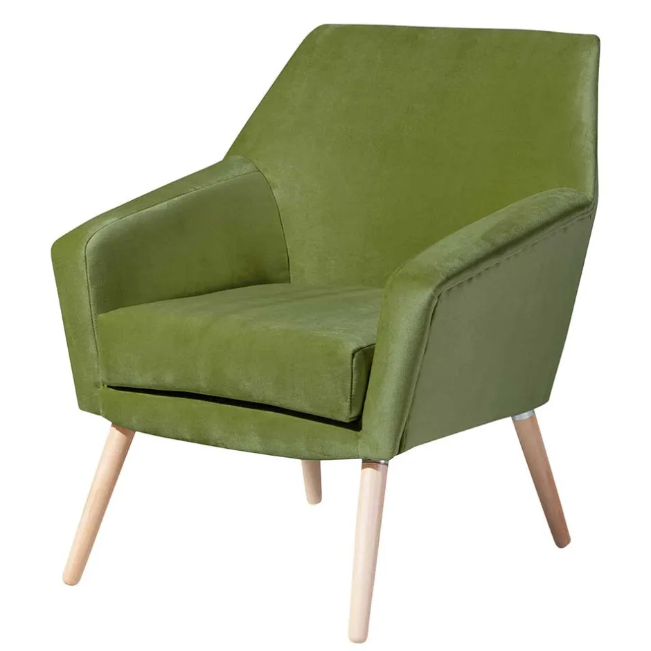 Samtvelours Polstersessel in Oliv Grün - Canossa^Wohnen Online