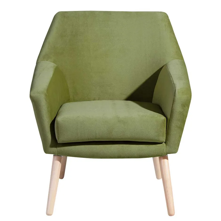 Samtvelours Polstersessel in Oliv Grün - Canossa^Wohnen Online