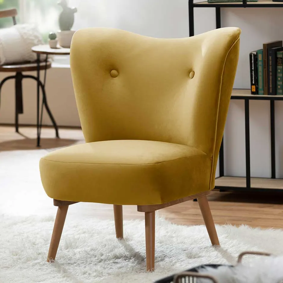 Samtvelours Polstersessel in Gelb und Erle - Ranalda^Wohnen Online