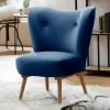 Wohnen Samtvelours Sessel in Dunkelblau und Erle - Tazza