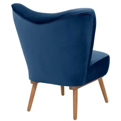 Wohnen Samtvelours Sessel in Dunkelblau und Erle - Tazza