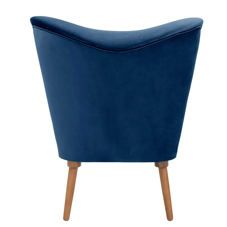Wohnen Samtvelours Sessel in Dunkelblau und Erle - Tazza