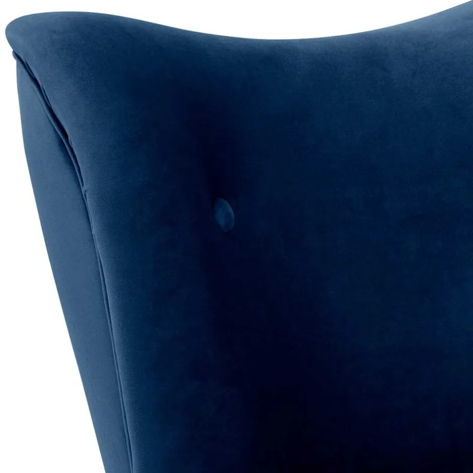 Wohnen Samtvelours Sessel in Dunkelblau und Erle - Tazza