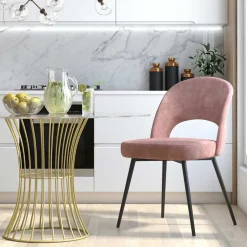 Samtvelours Stuhl in Altrosa - Landhuis^Wohnen Outlet