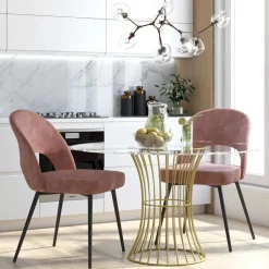 Samtvelours Stuhl in Altrosa - Landhuis^Wohnen Outlet