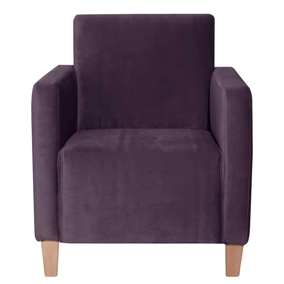 Samtvelours Wohnzimmersessel in Dunkellila - Adagiona^Wohnen Clearance