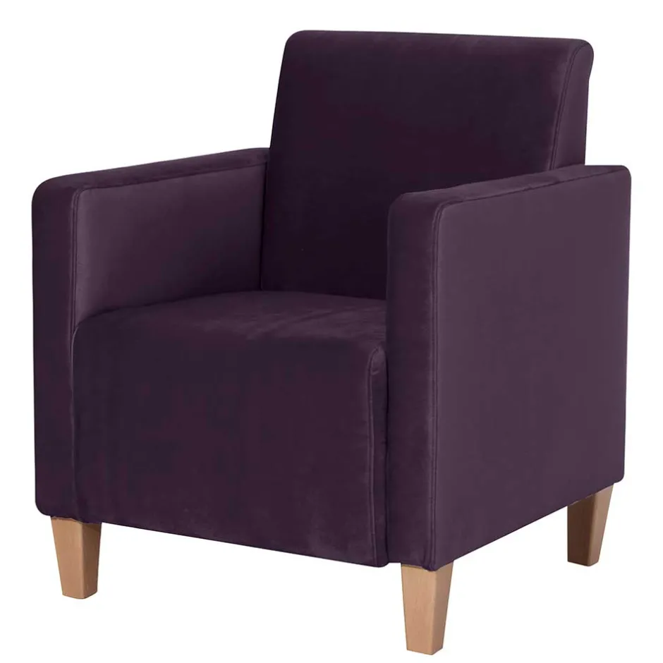 Samtvelours Wohnzimmersessel in Dunkellila - Adagiona^Wohnen Clearance