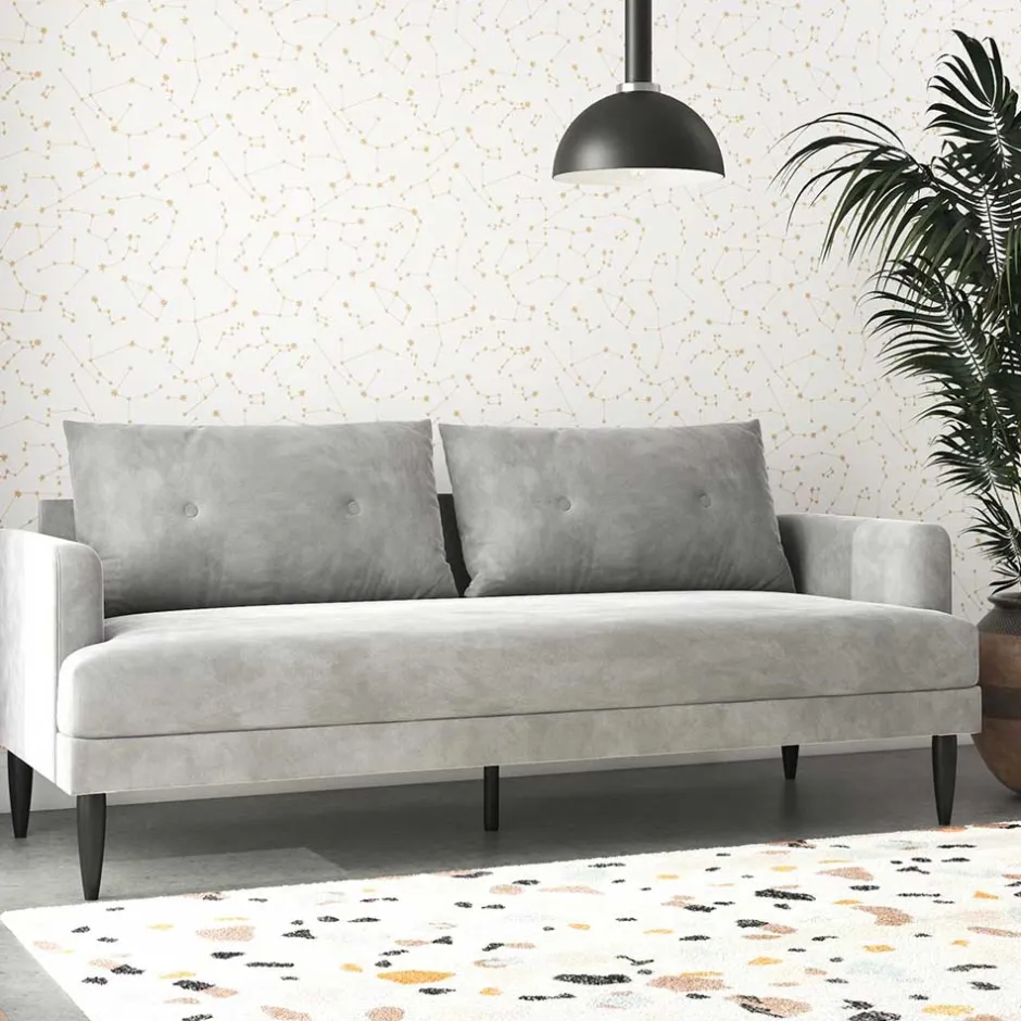 Wohnen Samt-Wohnzimmercouch in Hellgrau - Belpasso