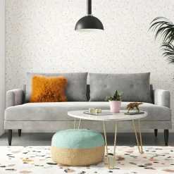 Wohnen Samt-Wohnzimmercouch in Hellgrau - Belpasso