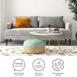 Wohnen Samt-Wohnzimmercouch in Hellgrau - Belpasso