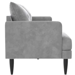 Wohnen Samt-Wohnzimmercouch in Hellgrau - Belpasso