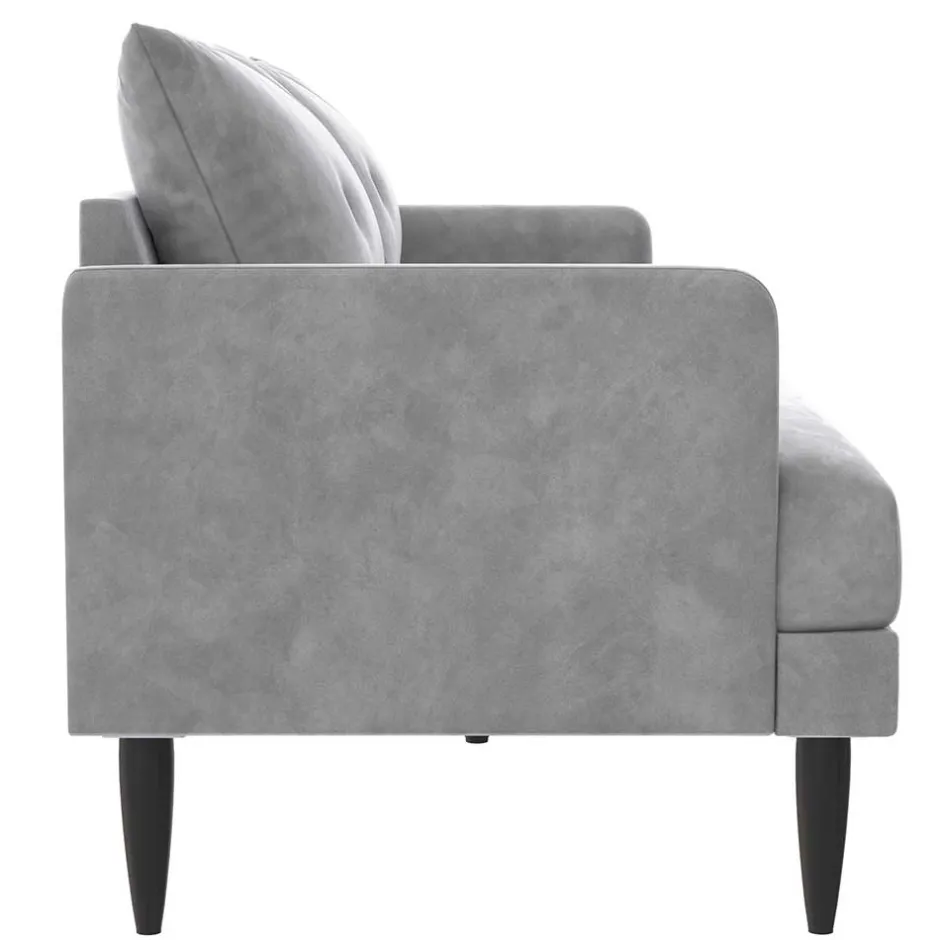 Wohnen Samt-Wohnzimmercouch in Hellgrau - Belpasso