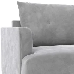 Wohnen Samt-Wohnzimmercouch in Hellgrau - Belpasso