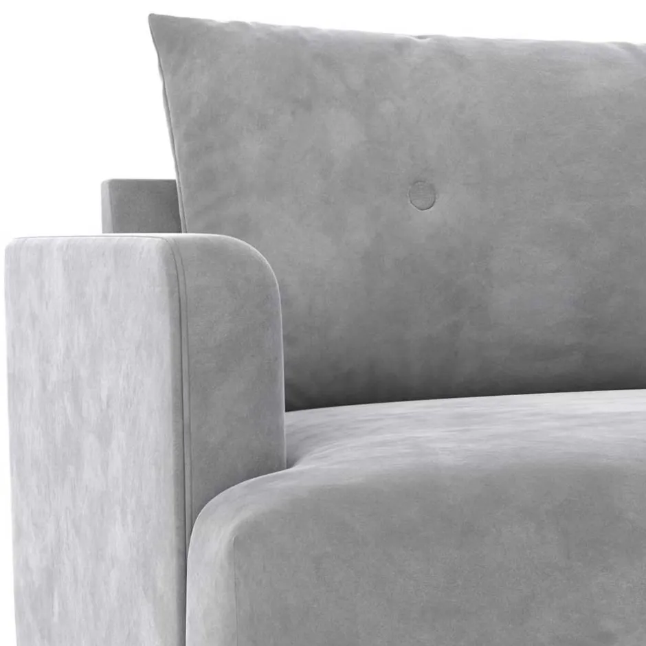 Wohnen Samt-Wohnzimmercouch in Hellgrau - Belpasso