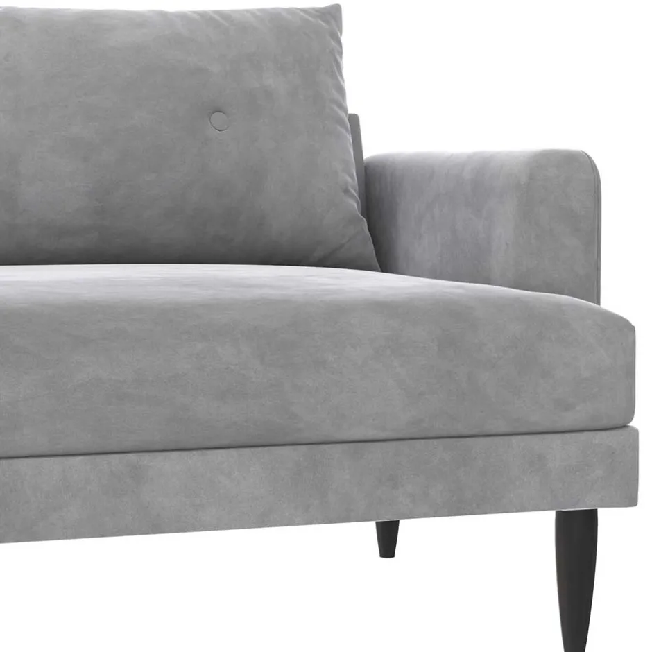 Wohnen Samt-Wohnzimmercouch in Hellgrau - Belpasso