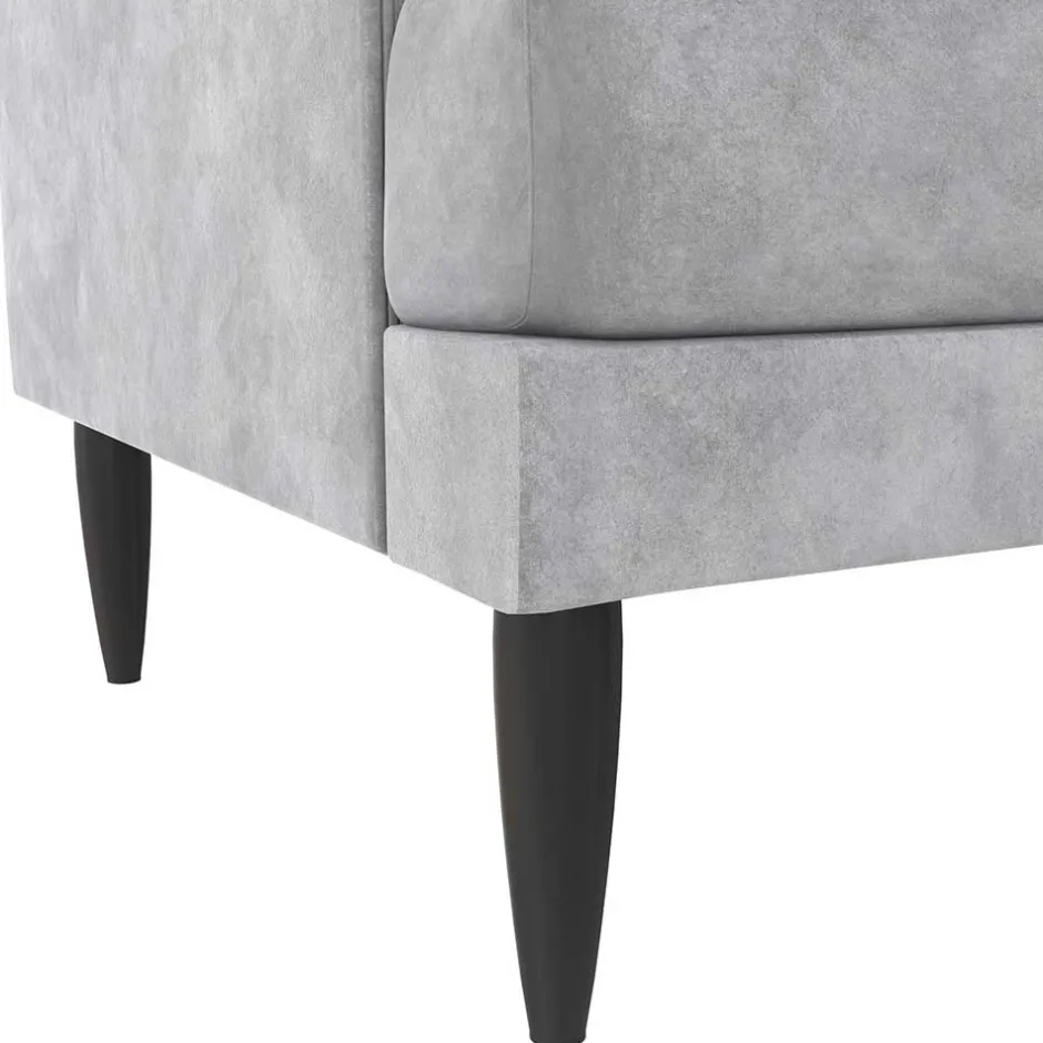 Wohnen Samt-Wohnzimmercouch in Hellgrau - Belpasso