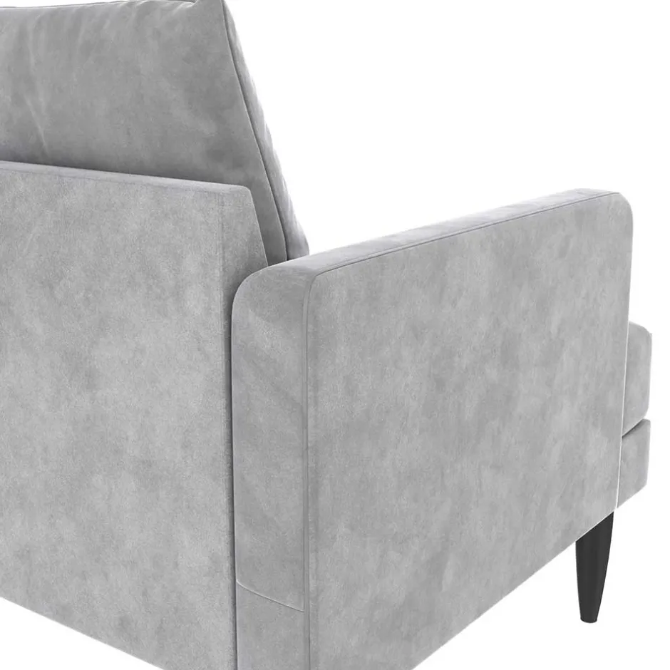 Wohnen Samt-Wohnzimmercouch in Hellgrau - Belpasso