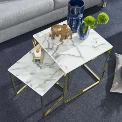 Wohnen 2-Satz Couchtisch in Marmor Optik - Vilanda (zweiteilig)