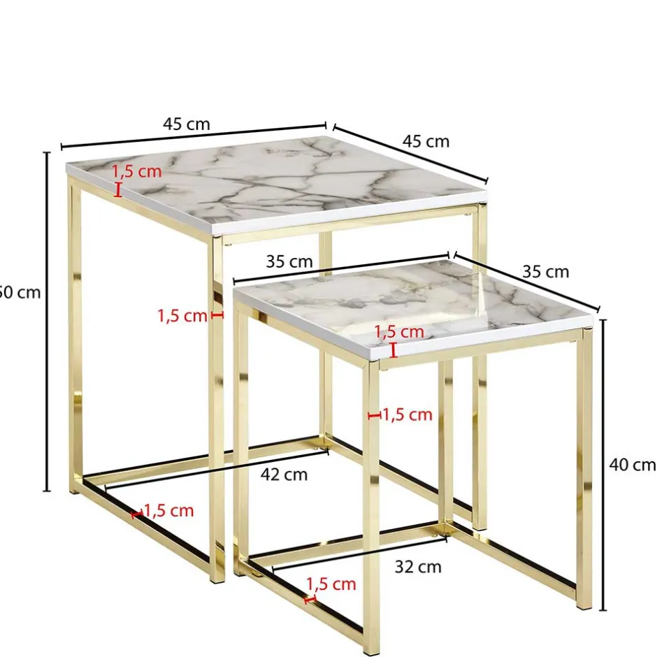 Wohnen 2-Satz Couchtisch in Marmor Optik - Vilanda (zweiteilig)