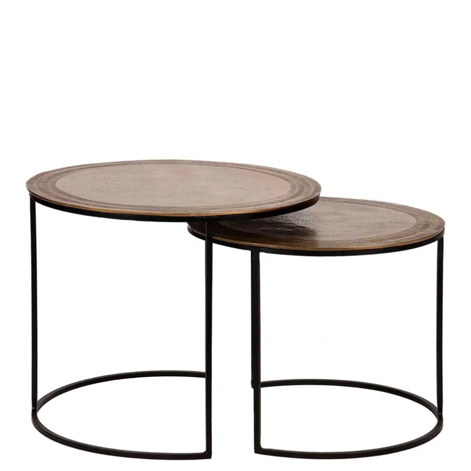 Wohnen 2-Satz Tisch in Gold & Schwarz - Chace (zweiteilig)