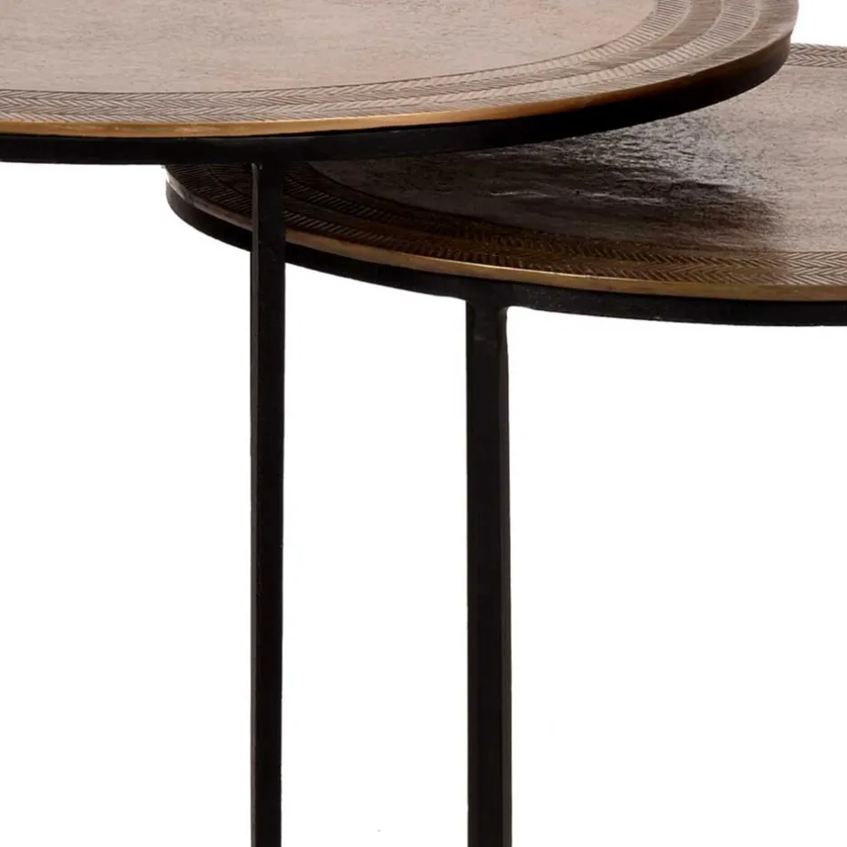 Wohnen 2-Satz Tisch in Gold & Schwarz - Chace (zweiteilig)