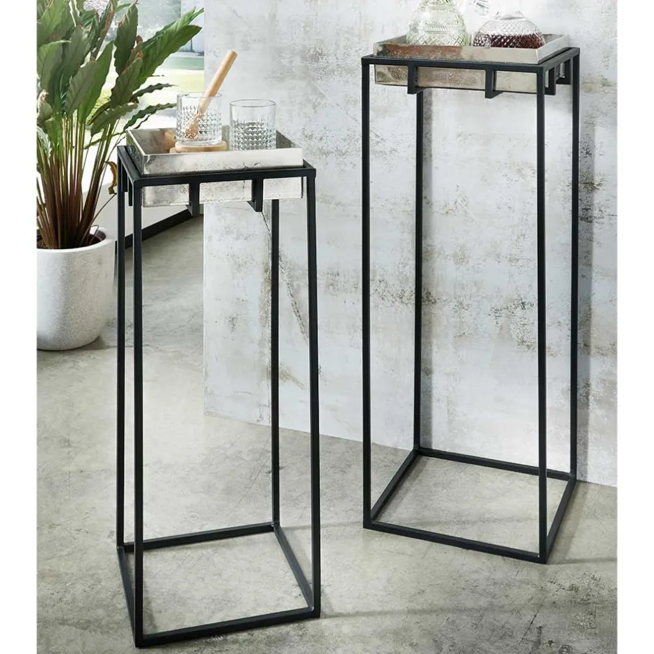 2-Satz-Beistelltisch in Nickel & Schwarz - Toina (zweiteilig)^Wohnen Outlet