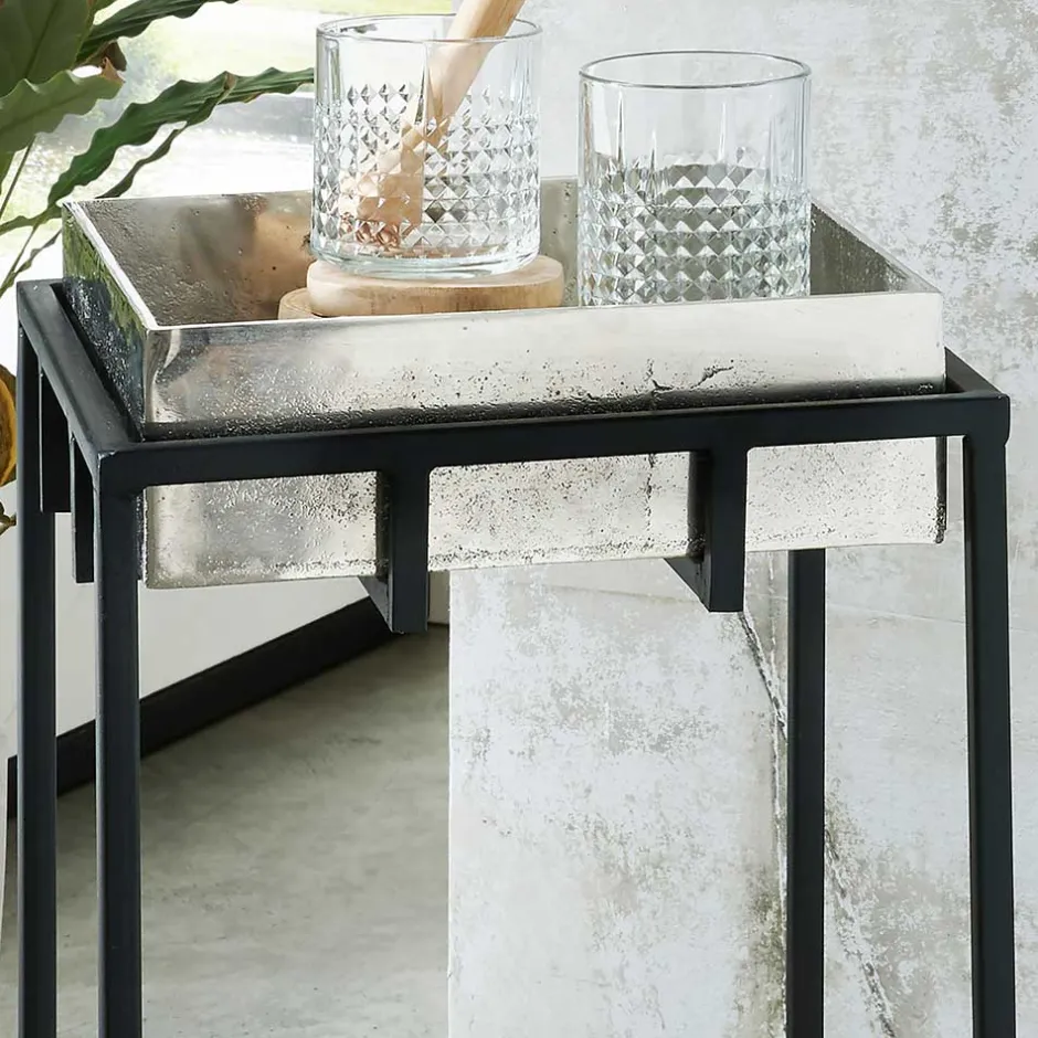 2-Satz-Beistelltisch in Nickel & Schwarz - Toina (zweiteilig)^Wohnen Outlet