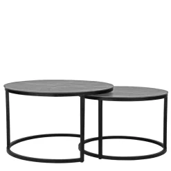 Wohnen 2-Satz-Tisch in Grau & Schwarz - Jacy (zweiteilig)