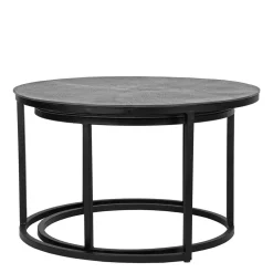 Wohnen 2-Satz-Tisch in Grau & Schwarz - Jacy (zweiteilig)