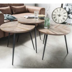 3-Satz-Tisch in White Wash Teak - Cancano (dreiteilig)^Wohnen