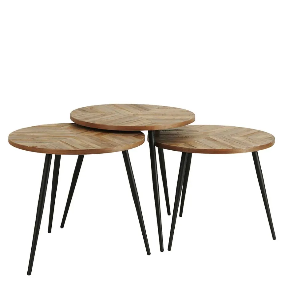 3-Satz-Tisch in White Wash Teak - Cancano (dreiteilig)^Wohnen