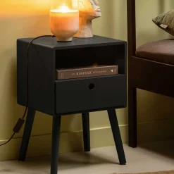 Wohnen Scandi Chic Nachtkommode in Schwarz - Lemerzi