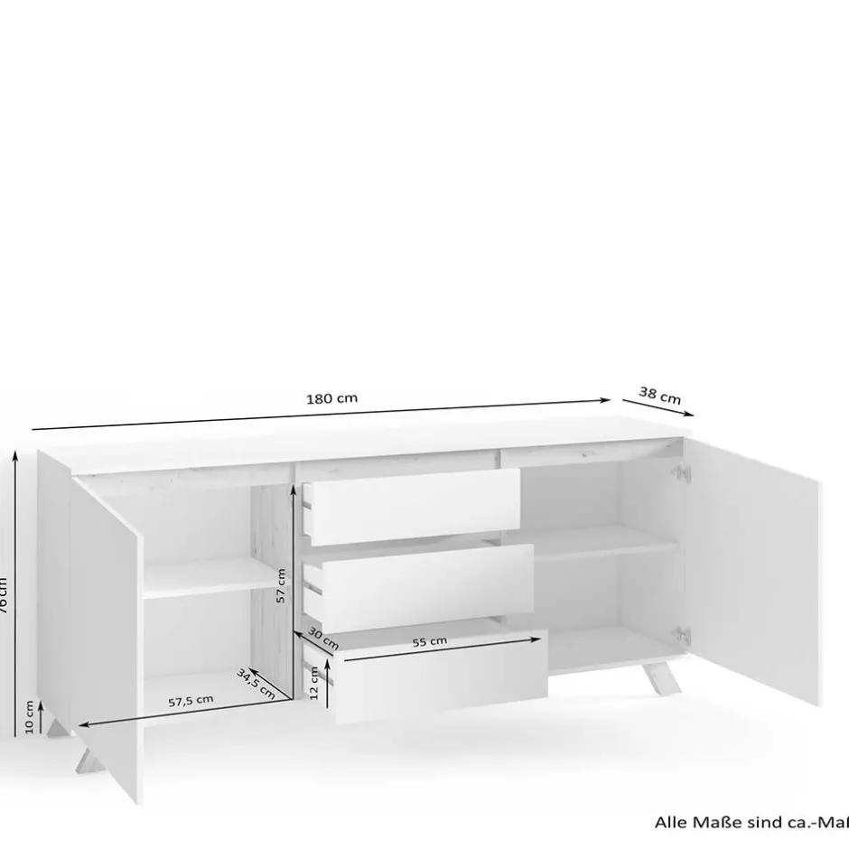 Scandi Chic Sideboard in Weiß - Cady^Wohnen Online
