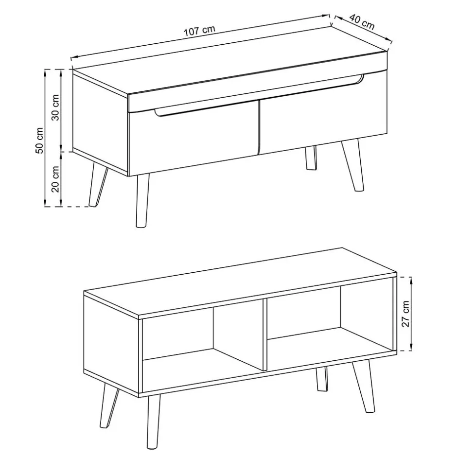 Scandi Chic TV Board 107 cm breit - Olcian^Wohnen Online