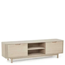 Wohnen Scandi Chic TV Lowboard in Eiche Weiß - Rosanna