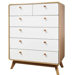 Wohnen Scandi Hochkommode in Eiche mit Weiß - Jendren