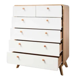 Wohnen Scandi Hochkommode in Eiche mit Weiß - Jendren