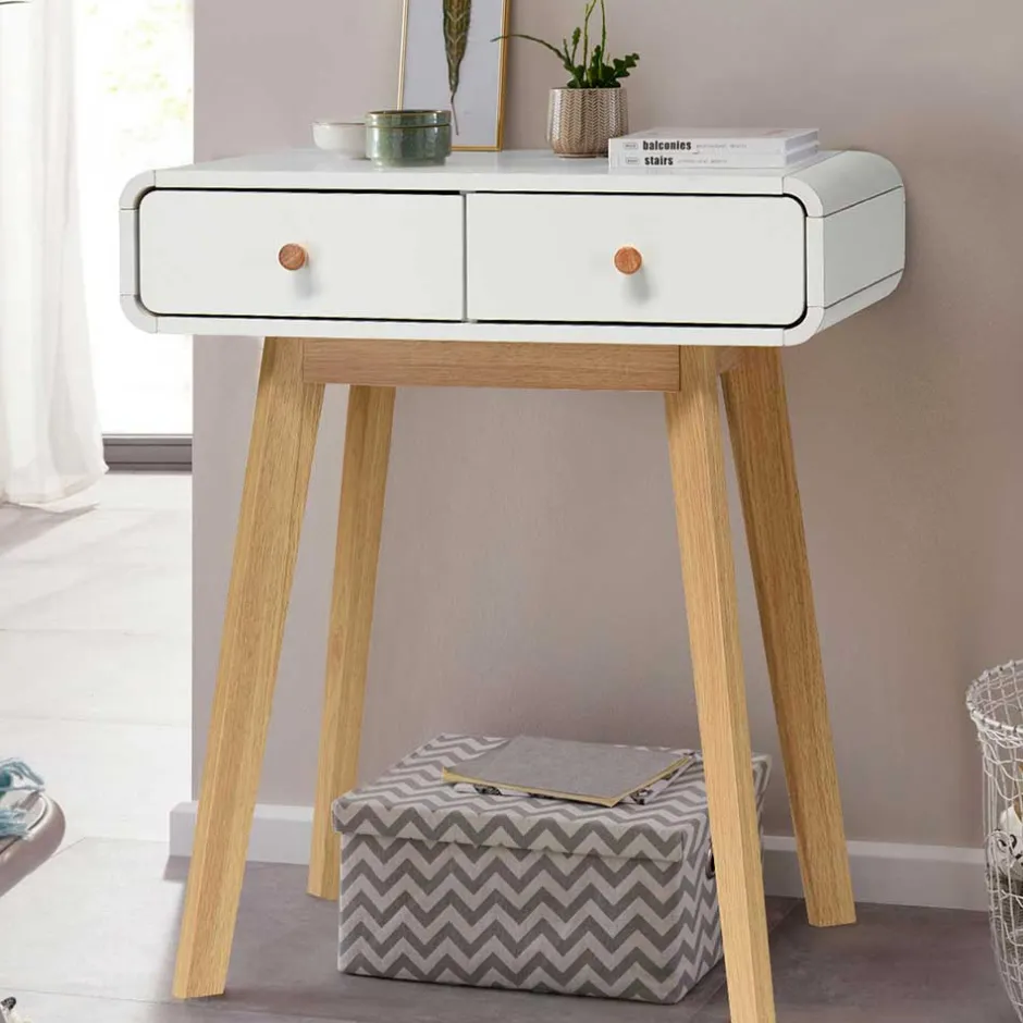 Scandi Konsolentisch mit zwei Schubladen - Kolreva^Wohnen Discount